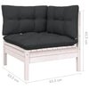 3 Piece Garden Lounge Set with Cushions White Solid Pinewood