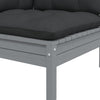 3 Piece Garden Lounge Set with Cushions Grey Solid Pinewood
