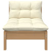 3 Piece Garden Lounge Set with Cream Cushions Solid Pinewood