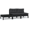 alt="3 Piece Garden Lounge Set with Cushions Black Solid Pinewood"