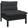 3 Piece Garden Lounge Set with Cushions Black Solid Pinewood