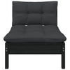 3 Piece Garden Lounge Set with Cushions Black Solid Pinewood