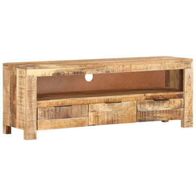 TV Cabinet 110x30x40 cm Solid Wood Rough Mango