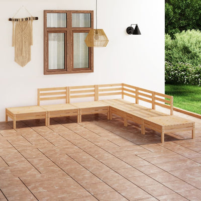 alt="7 Piece Garden Lounge Set Solid Pinewood"