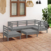 alt="6 Piece Garden Lounge Set Solid Pinewood Grey""