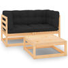 alt="3 Piece Garden Lounge Set with Cushions Solid Pinewood"