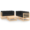 alt="5 Piece Garden Lounge Set with Cushions Solid Pinewood"