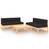 alt="5 Piece Garden Lounge Set with Cushions Solid Pinewood"