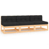 alt="3 Piece Garden Lounge Set with Cushions Solid Pinewood"