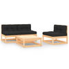 alt="4 Piece Garden Lounge Set with Cushions Solid Pinewood"