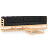alt="5 Piece Garden Lounge Set with Cushions Solid Pinewood"