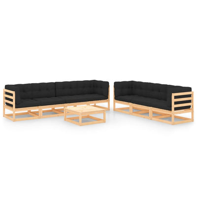 alt="8 Piece Garden Lounge Set with Cushions Solid Pinewood"