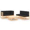 alt="5 Piece Garden Lounge Set with Cushions Solid Pinewood"