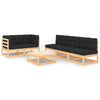 alt="6 Piece Garden Lounge Set with Cushions Solid Pinewood"