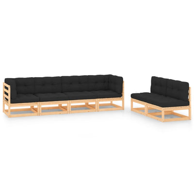 alt="6 Piece Garden Lounge Set with Cushions Solid Pinewood"