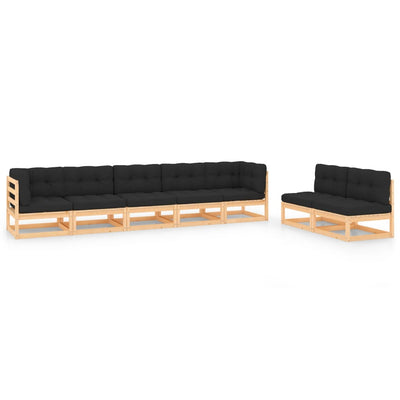 alt="7 Piece Garden Lounge Set with Cushions Solid Pinewood"