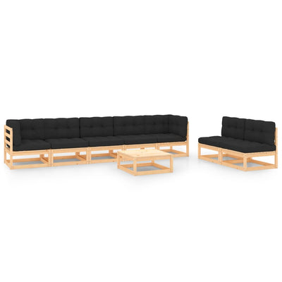 alt="8 Piece Garden Lounge Set with Cushions Solid Pinewood"