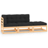 alt="3 Piece Garden Lounge Set with Cushions Solid Pinewood"