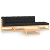 alt="5 Piece Garden Lounge Set with Cushions Solid Pinewood"