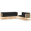 alt="5 Piece Garden Lounge Set with Cushions Solid Pinewood"