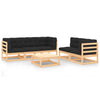 alt="6 Piece Garden Lounge Set with Cushions Solid Pinewood"