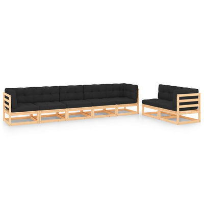 alt="7 Piece Garden Lounge Set with Cushions Solid Pinewood"