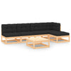 alt="6 Piece Garden Lounge Set with Cushions Solid Pinewood"