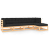 alt="5 Piece Garden Lounge Set with Cushions Solid Pinewood"