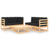 alt="5 Piece Garden Lounge Set with Cushions Solid Pinewood"