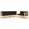 alt="5 Piece Garden Lounge Set with Cushions Solid Pinewood"
