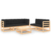 alt="6 Piece Garden Lounge Set with Cushions Solid Pinewood"