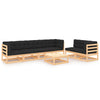 alt="7 Piece Garden Lounge Set with Cushions Solid Pinewood"
