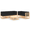 alt="6 Piece Garden Lounge Set with Cushions Solid Pinewood"