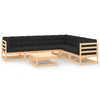 alt="7 Piece Garden Lounge Set with Cushions Solid Pinewood"