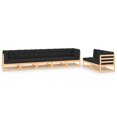 alt="7 Piece Garden Lounge Set with Cushions Solid Pinewood"