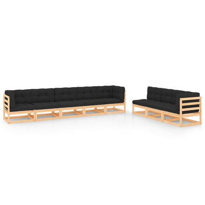 alt="8 Piece Garden Lounge Set with Cushions Solid Pinewood"