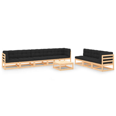 alt="9 Piece Garden Lounge Set with Cushions Solid Pinewood"