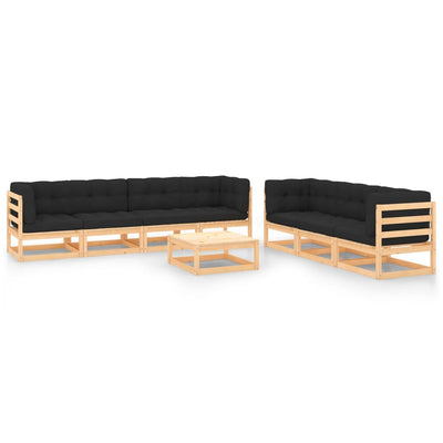 alt="8 Piece Garden Lounge Set with Cushions Solid Pinewood"