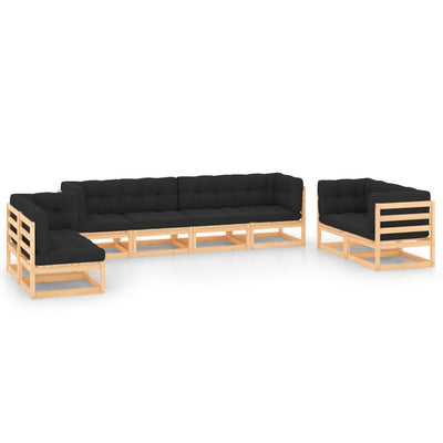 alt="8 Piece Garden Lounge Set with Cushions Solid Pinewood"