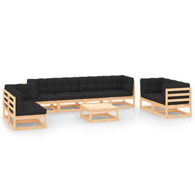 alt="9 Piece Garden Lounge Set with Cushions Solid Pinewood"