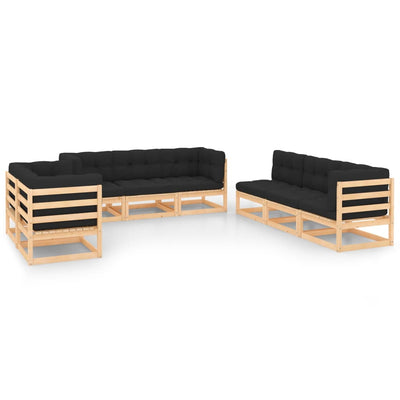 alt="8 Piece Garden Lounge Set with Cushions Solid Pinewood"