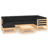 alt="7 Piece Garden Lounge Set with Cushions Solid Pinewood"