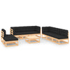 alt="9 Piece Garden Lounge Set with Cushions Solid Pinewood"