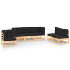 alt="6 Piece Garden Lounge Set with Cushions Solid Pinewood"