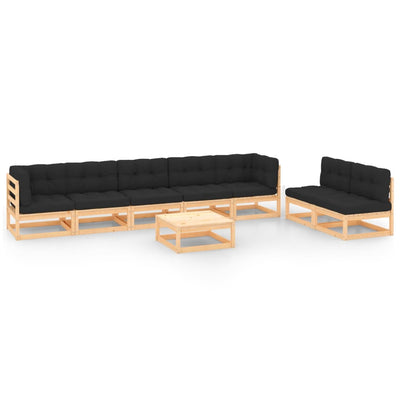 alt="8 Piece Garden Lounge Set with Cushions Solid Pinewood"