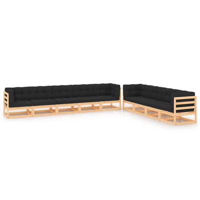 alt="9 Piece Garden Lounge Set with Anthracite Cushions Pinewood"