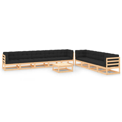 alt="10 Piece Garden Lounge Set with Anthracite Cushions Pinewood"