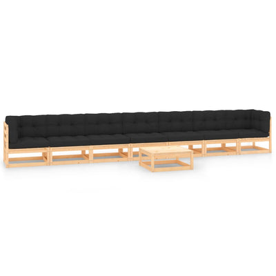 alt="8 Piece Garden Lounge Set with Anthracite Cushions Pinewood"