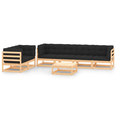 alt="7 Piece Garden Lounge Set with Anthracite Cushions Pinewood"