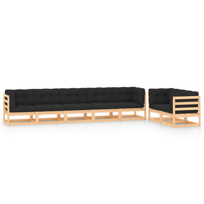 alt="7 Piece Garden Lounge Set with Anthracite Cushions Pinewood"